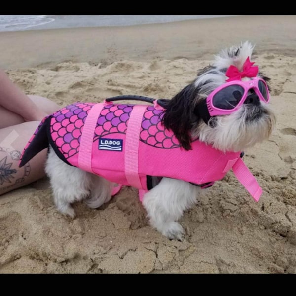 Hunde solbriller Justerbar rem til UV solbriller Vandtæt beskyttelse til små og mellemstore hunde (pink)