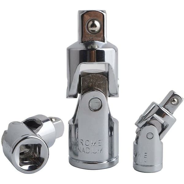 3 st Impact Universal Joint Socket Set Rotary Actuator Adapter Reducer Cr-v Stål Silver Chrome Finish 1/4 3/8 1/2