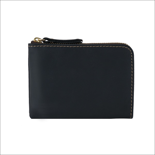 (svart) Lommebok med skinnkort, slank lommebok med glidelås (maks. 12 kort