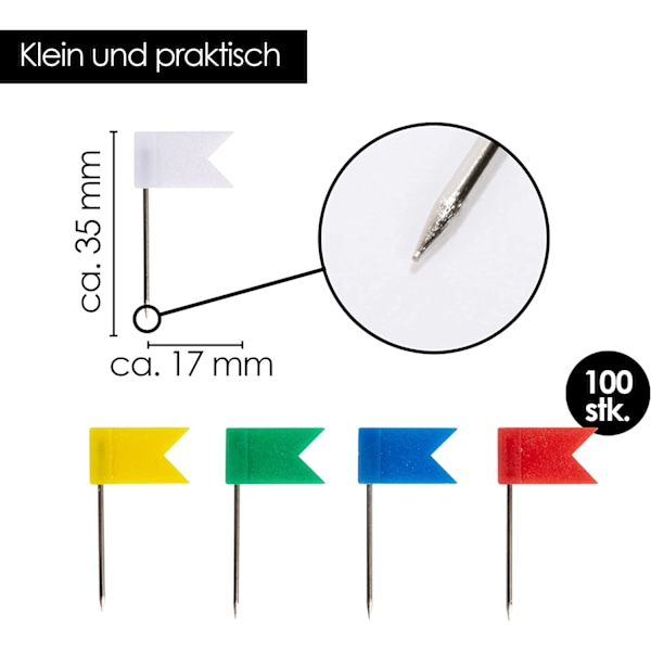 Merkitse liput 400 kappaletta 5 väriä Tiekartta Push Pin Merkitse Acce