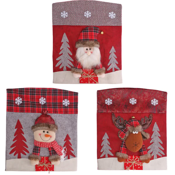Julstolsöverdrag 3D tecknad bords- och stolsöverdrag