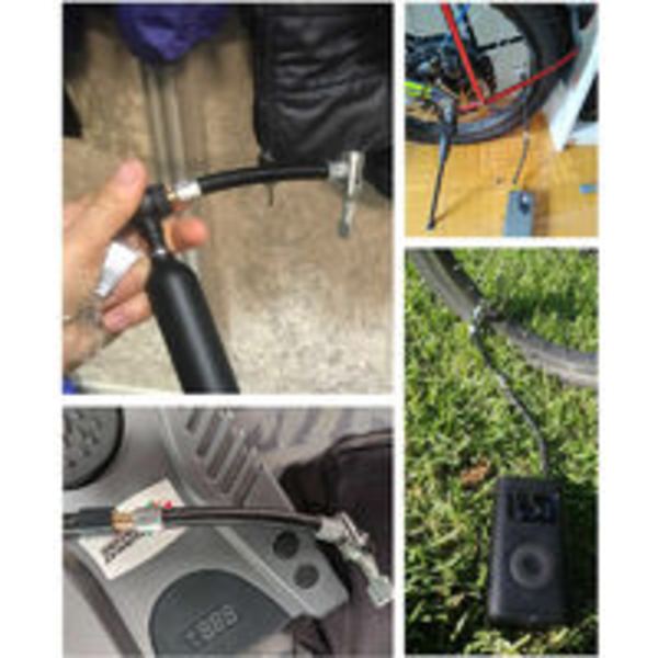 Sykkel motorsykkel bil dekk luft inflator slange oppblåsbar slange slange dekkventil tilkoblingsslange tilkobling luftchuck inflator kompressor pumpe forlengelsesslange adapter, modell: Svart 20cm ikke-deflatert