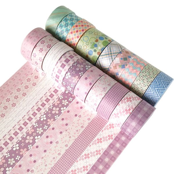 12 ruller med Washi-teip dekorative gullblader blomster dekorative