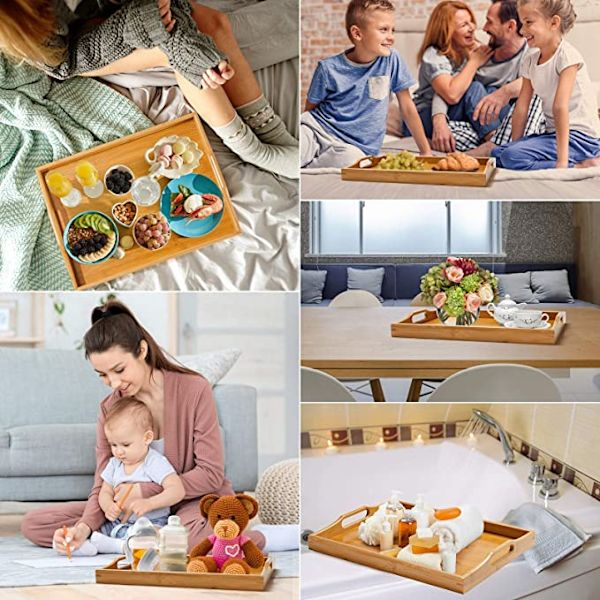 (Naturlig, 1)Frokostbrett, Bambusserveringsbrett, Stort serveringsbrett
