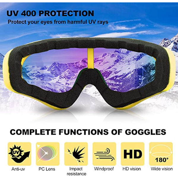 Ski Goggles, Motorcykel Goggles, 3 Pakke Snowboard Snow Goggles f