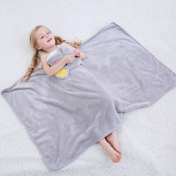 Badehåndklæde med hætte til baby (grå elefant 70*120 cm) sød dyrehytte 4e60  | Fyndiq