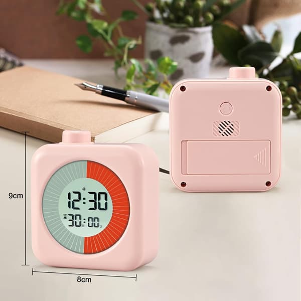 Digitalt visuelt ur (Pink), 3 i 1 med timer, ur og alarmfunktion