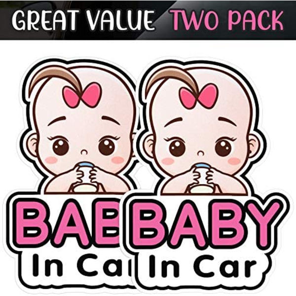 2 Baby in Car-skyltar Klistermärken för flickor, Babybilklistermärke Avtagbar Säkerhetsannonseringstavla