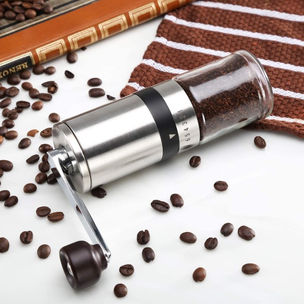 Manuell kaffekvarn, med justerbar grovhet, keramisk konisk