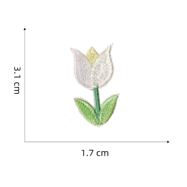 12 mini blomsterbi-perm-lappar med 10 dekorativa broderipa