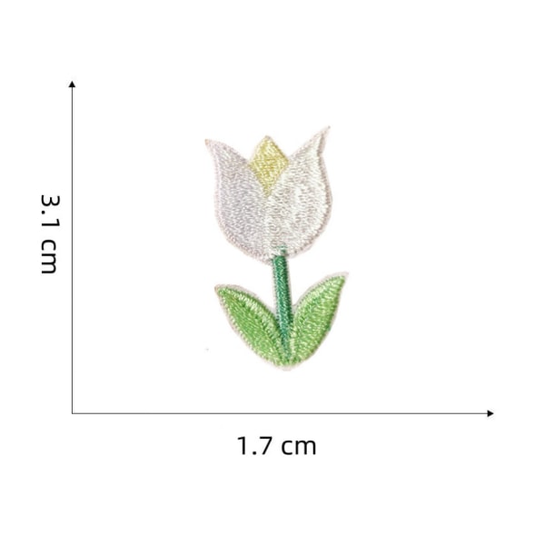 12 mini blomsterbi-perm-patches med 10 dekorative broderi pa