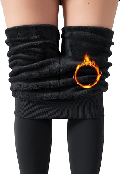 Fleecefôrede leggings for kvinner, vintervarme, tykke strømpebukser, termiske