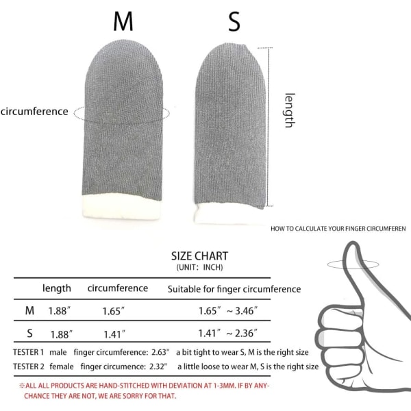 Sølvfiber, 0,01\"(0,5mm) ultratynn, PUBG Mobile fingerhylse