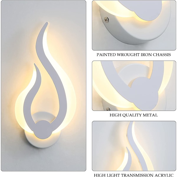 Innendørs vegglampe, moderne LED-vegglampe 10W, varm hvit 300