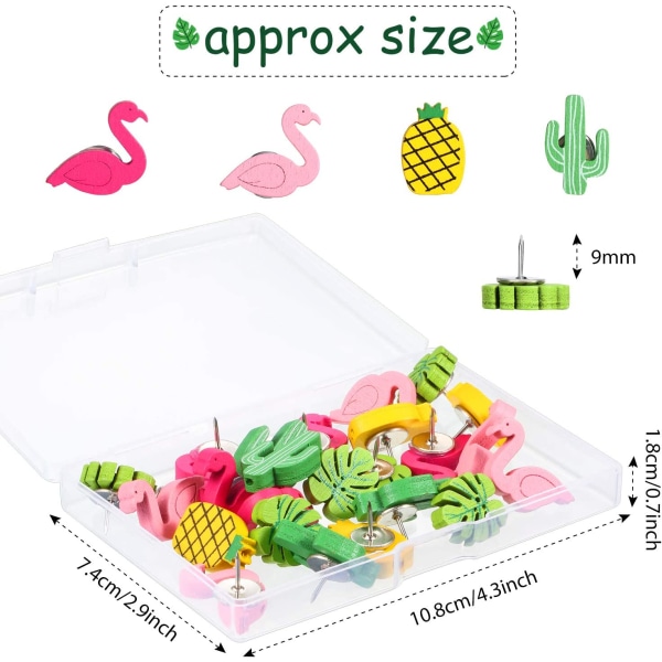 30 stk. træ trykknapper flamingo trykknapper ananas kaktus palme