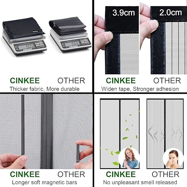 Myggnettdør 120x210cm Svært Tett Magnetisk Nett Anti-Flue og Insektgardin med Teip, Magnetiske Pinner, Au