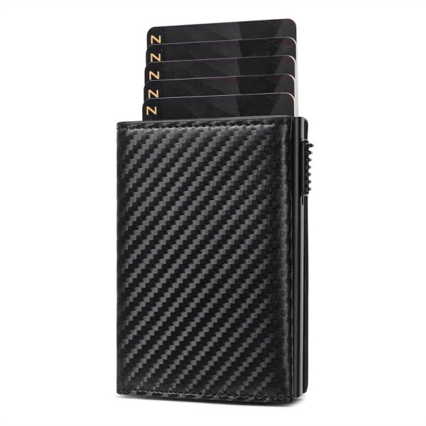 Carbon Fiber Men's Credit Card Holder RFID Leather Bank Card Hol