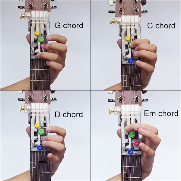 Gitar for nybegynnere, verktøy for læring av en-tone akkorder, hjelpemiddel for gitarøving for voksne og barn