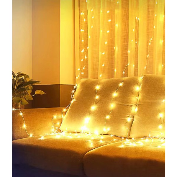 Curtain Fairy Lights, 3x3m 300 LED String Lights, Fjärrkontroll T