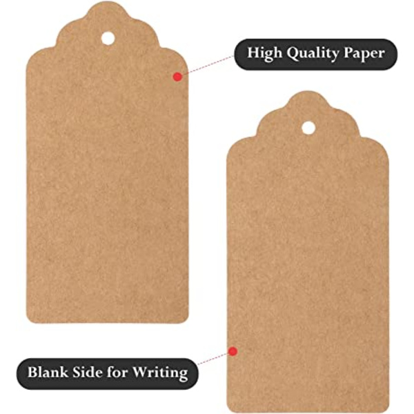 Kraftpapper Presentlappar - 100 st med 20 m snöre - 5x3CM Brun Bla