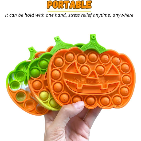 Halloween Pumpa Pop Fidget Leksaker, 5-pack Push Pops Bubbla Fidget