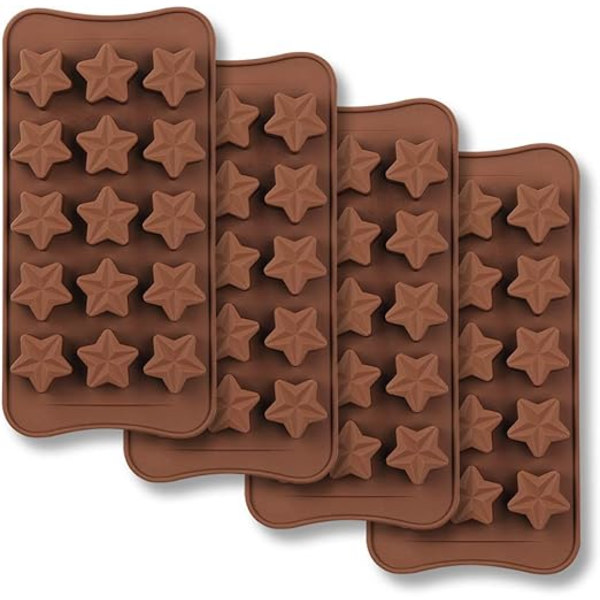 15 hulrums stjerneformet chokoladeform, non-sticky fødevarekvalitet silikone
