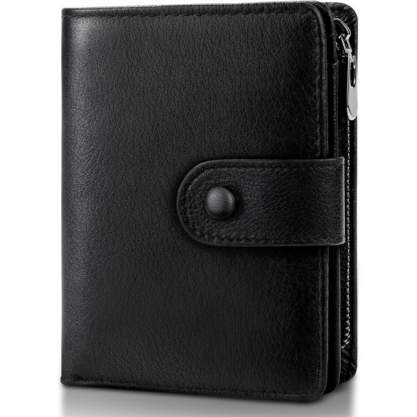 Lommebok for menn i ekte skinn (svart), minimalistiske myntpung for menn