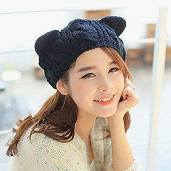 Kvinnors höst basker twist vinter damer stickad hatt Japanes