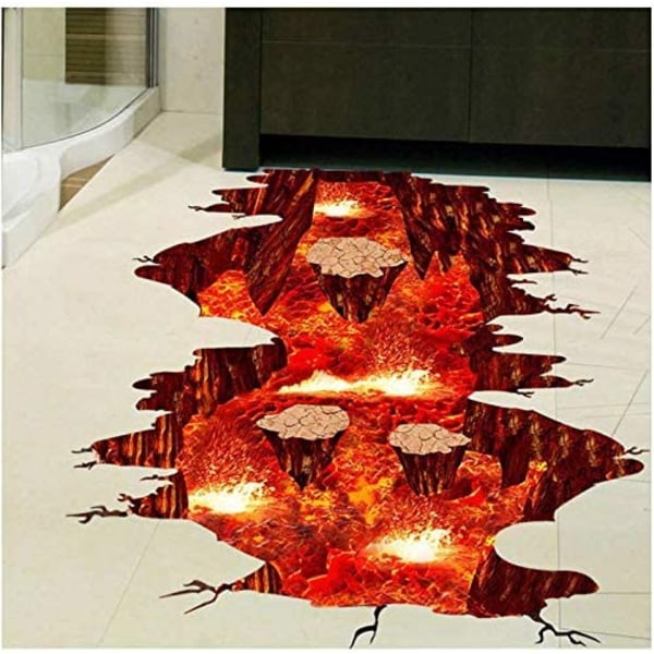 Creative 3D Space seinätarrat Irrotettava PVC Magic Floor Flame ja
