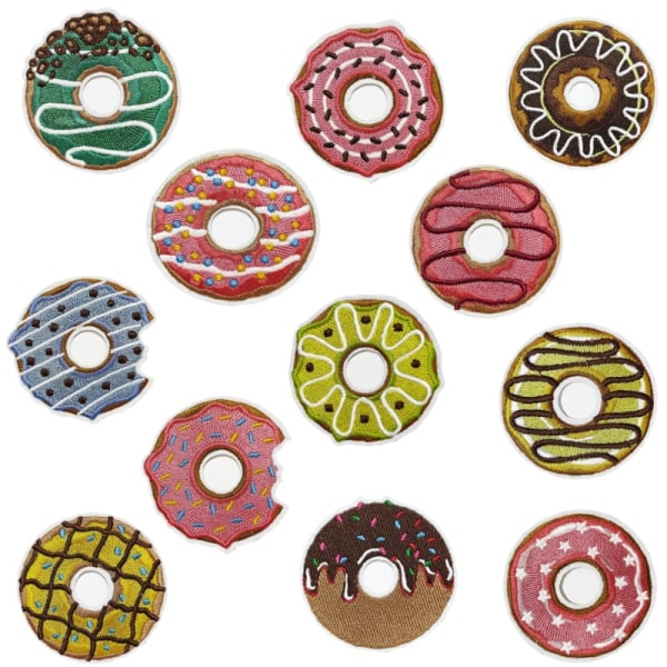 12 stykker Donut Broderi Strygemærke, Broderi Sticker Stryn