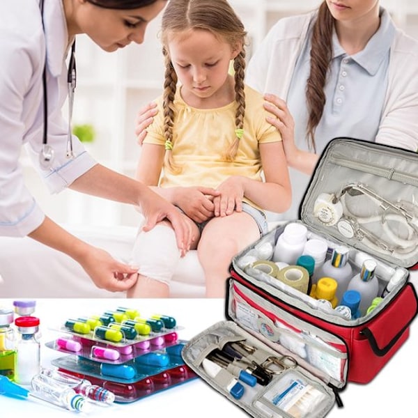 Liten Första Hjälpen Väska, Familj, Första Hjälpen Kit, Vattentät, Nödkit, Med Medicinorganisatör och C