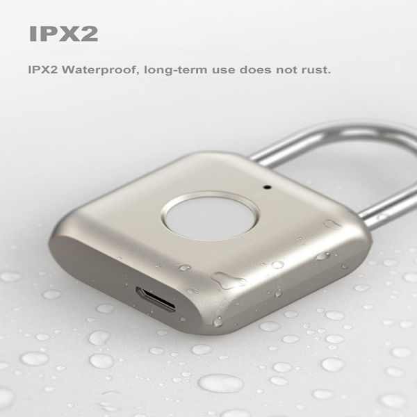 (Blå) Fingeraftrykspadlock Mini Smart Padlock Nøglefri USB-opladning