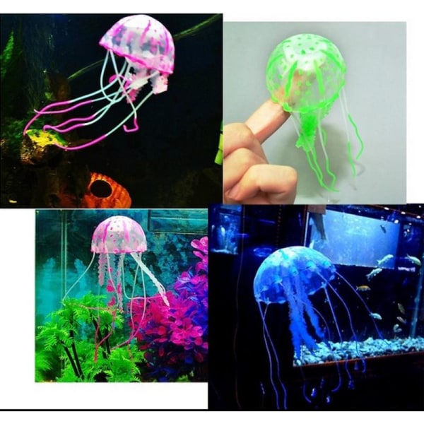 5 färger artificiell akvarium maneter prydnad dekor Glowin
