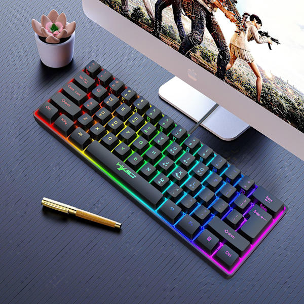 61-näppäimen pelimembraaniknäppäimistö RGB-valaistus mininäppäimistö Vario