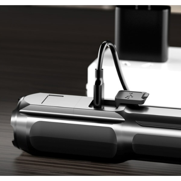 Teleskopisk zoom gjenskinn lommelykt USB-lader kompakt bærbar s