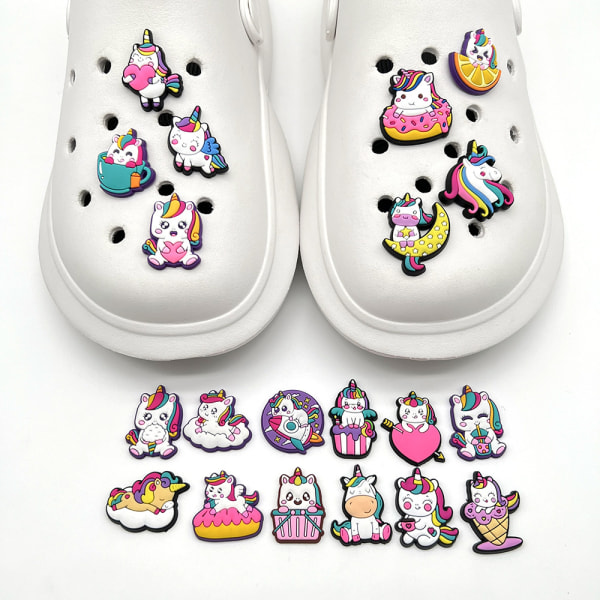 20 stk 3D Clog Sandaler Ornamenter (Unicorn), Sko Charms, Søte