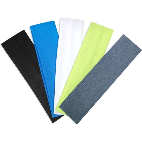 5-pack elastiska pannband i blandade färger för män eller kvinnor, sport, Y