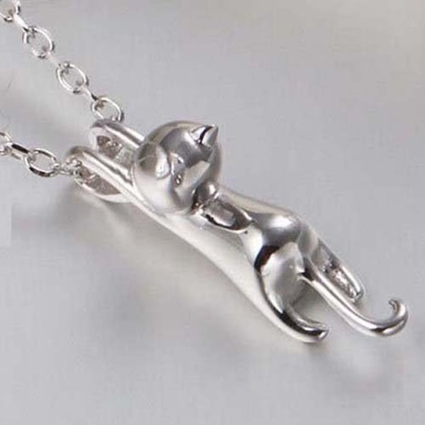 Dam 925 Sterling Silver Cat hänge halsband, för kvinnor flickor