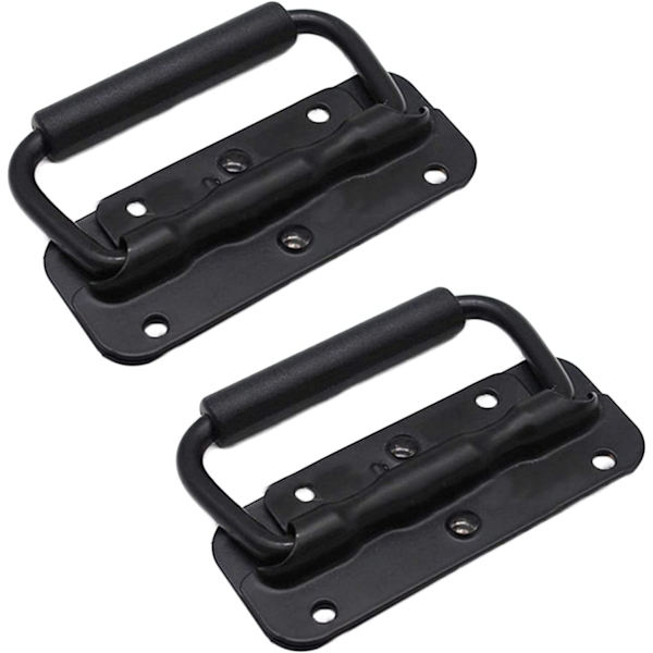 4 stycken lådhandtag, hopfällbart handtag i metall, svart lådhandtag, fjäder