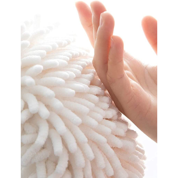 Fluffy håndklekule sett med 2 hvite og grå - Tørk hendene