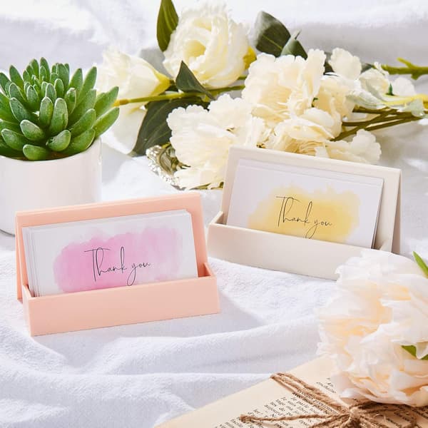 (Hvid, Pink) 2 Styk Visitholder til Skrivebord Moderne Plast