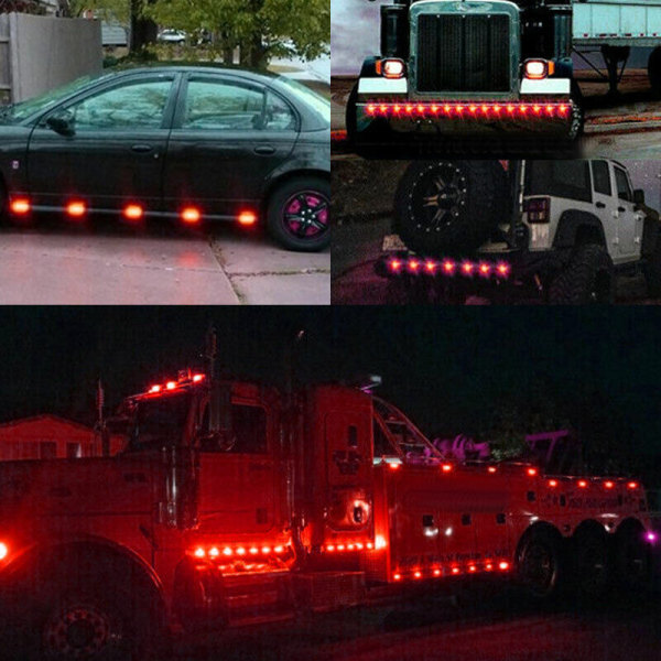 10X 3/4" 12V 24V Markeringslys LED Truck Trailer Rund Side