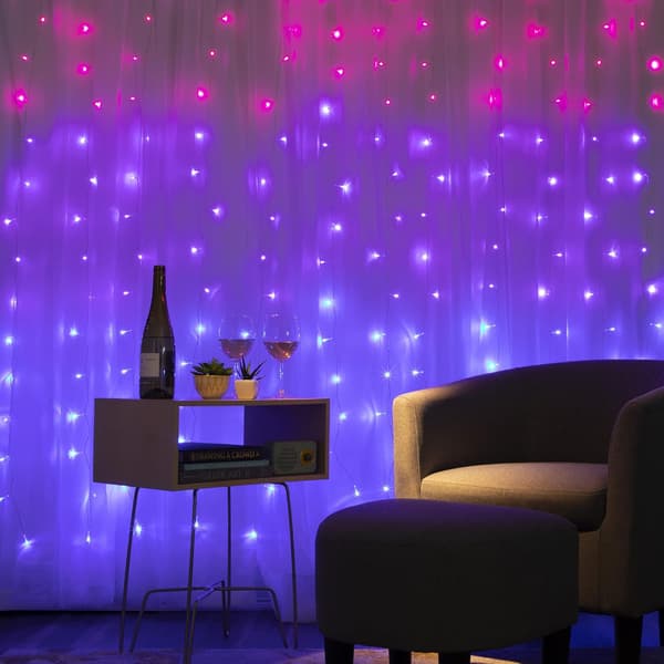 Gardinstenger, kaskade batteridrevne LED-belyste bakteppe