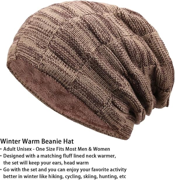 Herre Vinterlue Hette Skjerf Sett Varm Strikket Luer-khaki Hodeskallelue