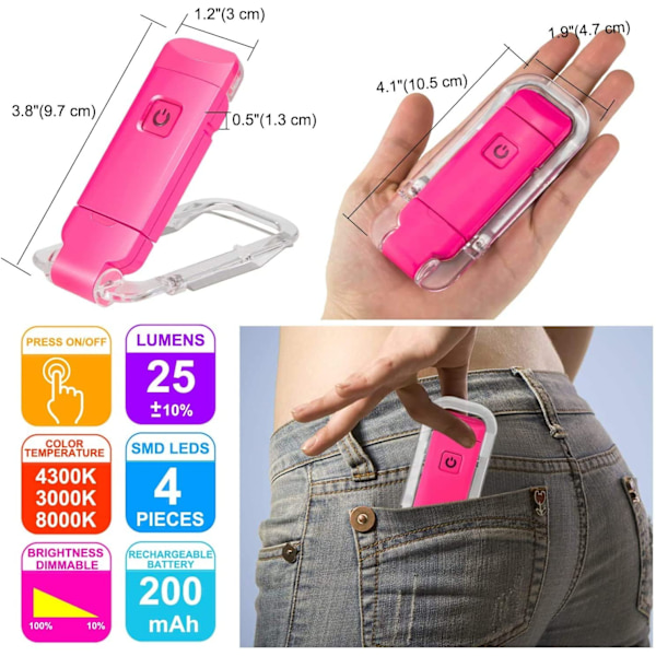 Bokleselampe USB Oppladbar Leselampe 3 Lysstyrker