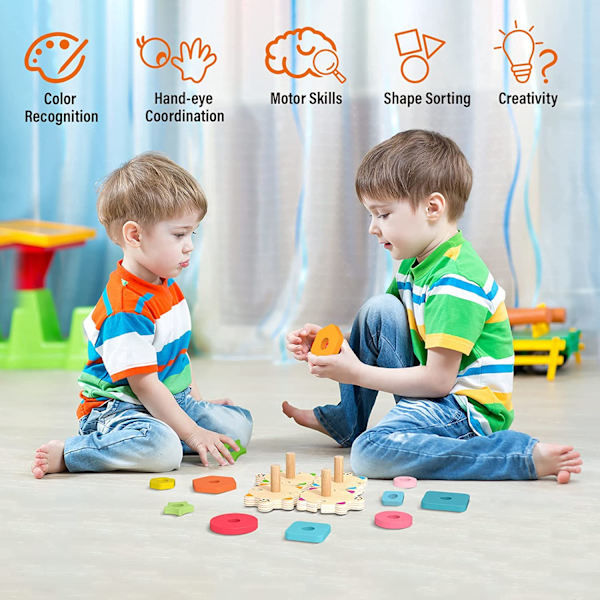 Stapelbara leksaker för småbarn 1-3 år, Montessori-form