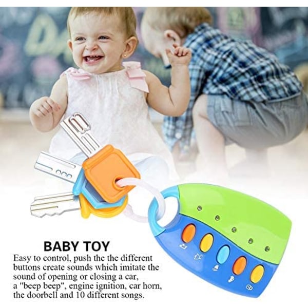 Bilnøgle pædagogisk legetøj med lyd og lys til baby og barn (