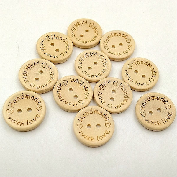 15 mm hjärtformade träknappar 1 st Runda träknappar för