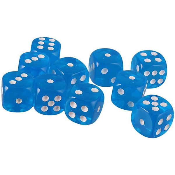 10 16mm D6 Polyhedral Akryl Terninger (Himmelblå) til DND Terninger RPG MT