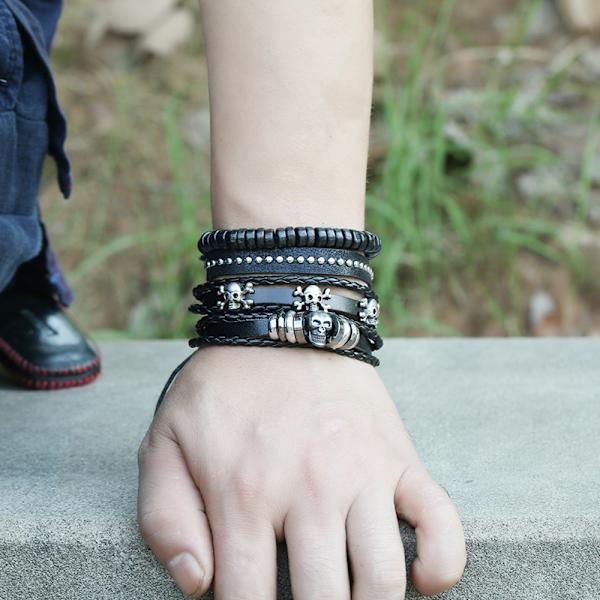 4-5 st läderflätade armband för män och kvinnor